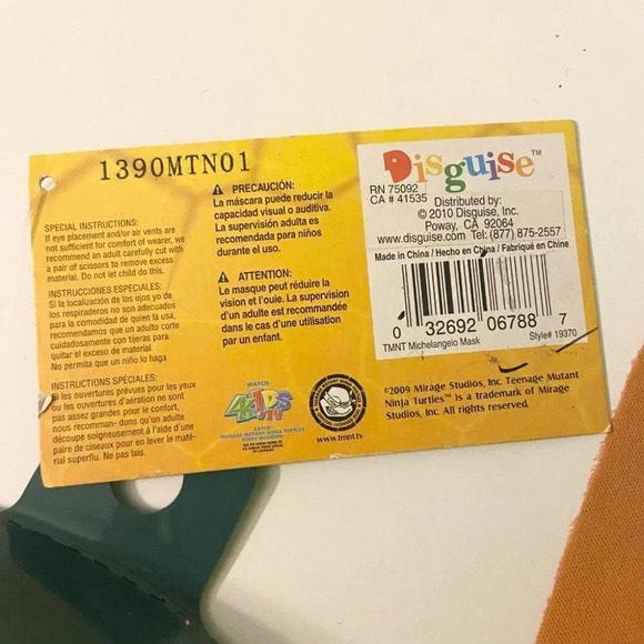 2009 TMNT Michelangelo Ninja  Turtle Plastic Mask Ages 14+ Halloween Cosplay - Picture 4 of 13